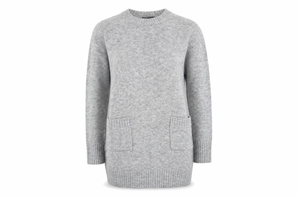 Front view of Primark women’s grey knit jumper, size S