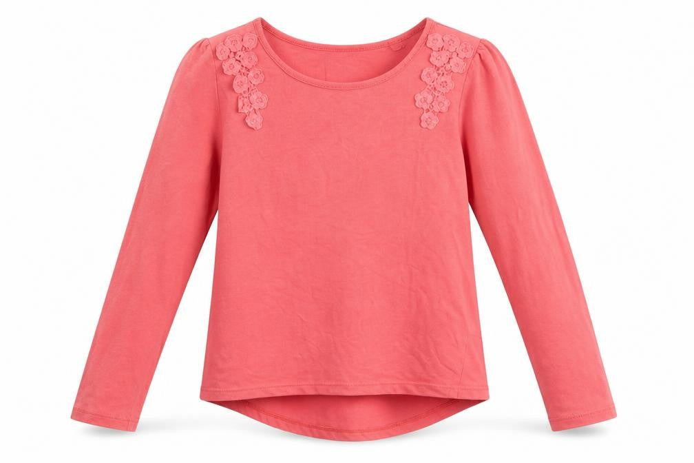 Front view of Tu girls’ orange floral basic t-shirt, size 9, years