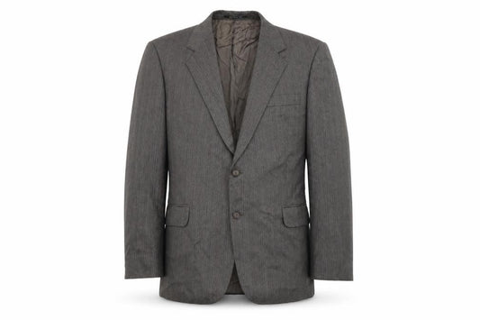 Front view of St Michael men’s grey striped jacket suit jacket, size 44