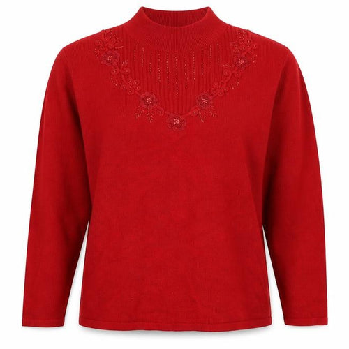 BM Womens Red  Knit Pullover Jumper Size XL