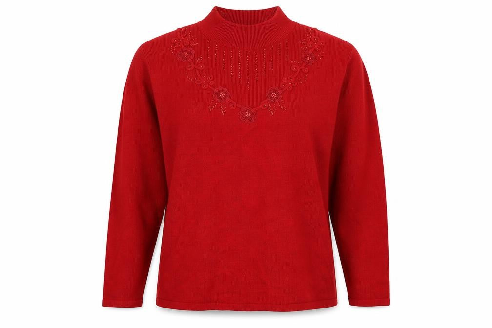 BM Womens Red  Knit Pullover Jumper Size XL
