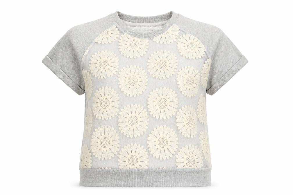 Front view of Atmosphere women’s grey floral jumper, size UK 6