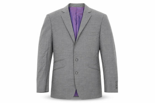 Front view of Brook Taverner men’s grey jacket suit jacket, size 38