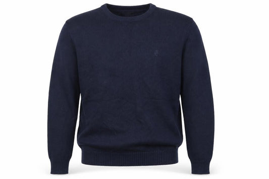Front view of Easy men’s blue jumper, size L