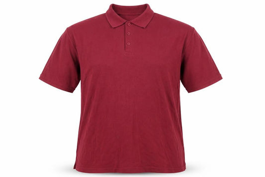 Front view of Mandate men’s purple polo, size 2XL