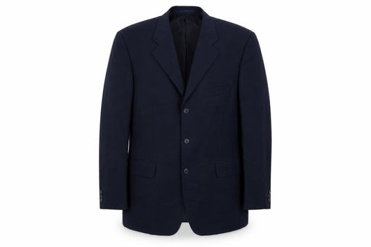 Front view of Essentials men’s blue jacket suit jacket, size 44