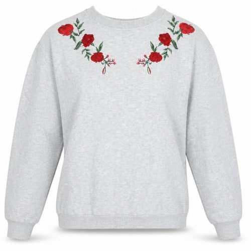 Divided Womens Grey Floral  Pullover Sweatshirt Size S