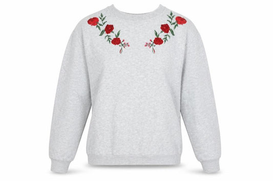 Front view of Divided women’s grey floral pullover sweatshirt, size S