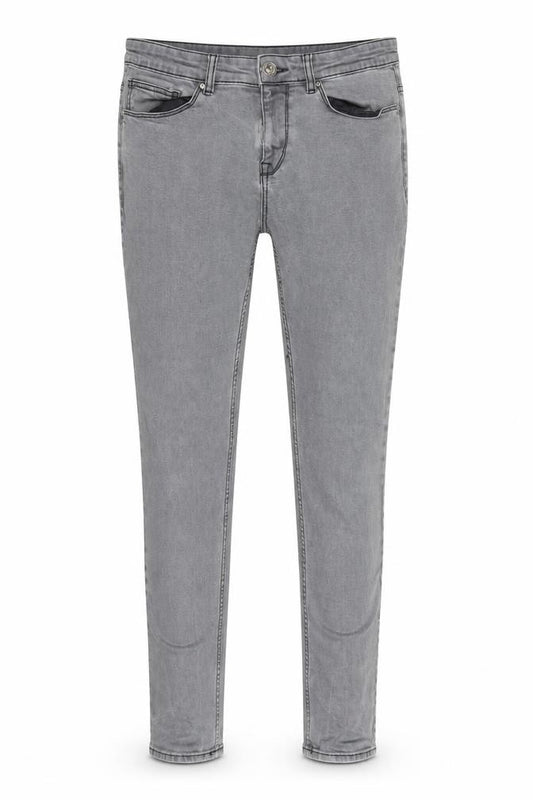 Front view of New Look women’s grey straight jeans, size UK 34, in, 26-inch leg