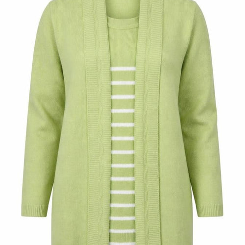 Prauna Womens Green Striped Knit Pullover Jumper Size M