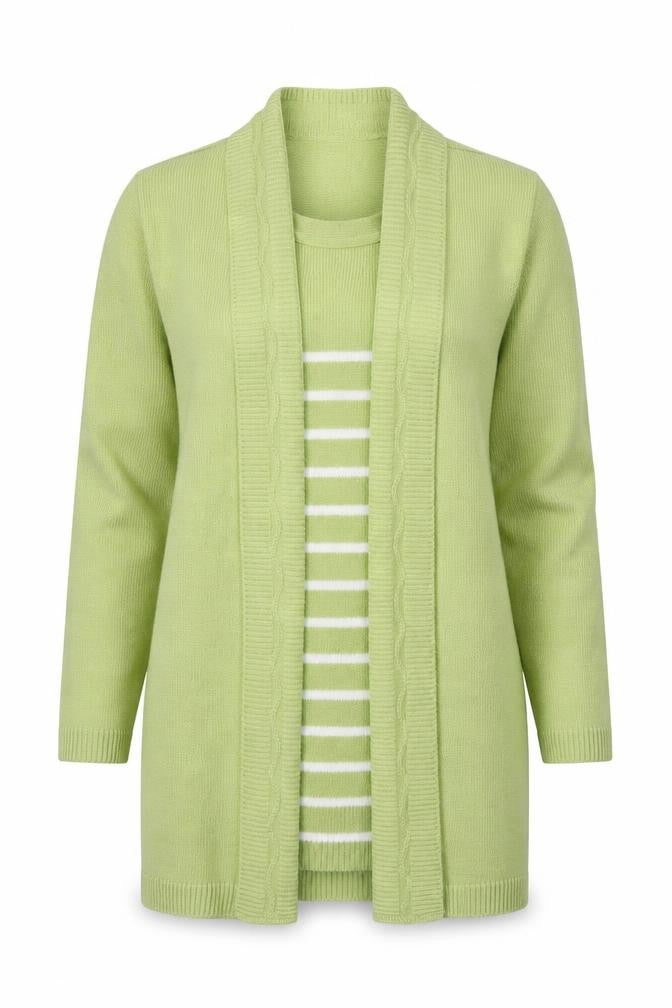 Prauna Womens Green Striped Knit Pullover Jumper Size M