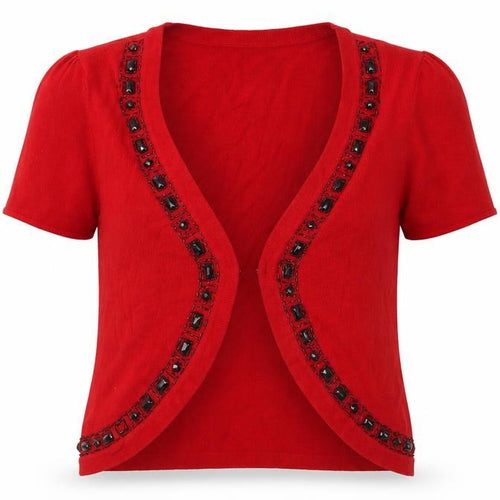 BM Womens Red  Knit Cardigan Jumper Size M