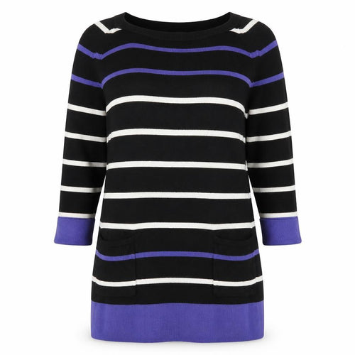 F&F Womens Black Striped  Pullover Jumper Size 14