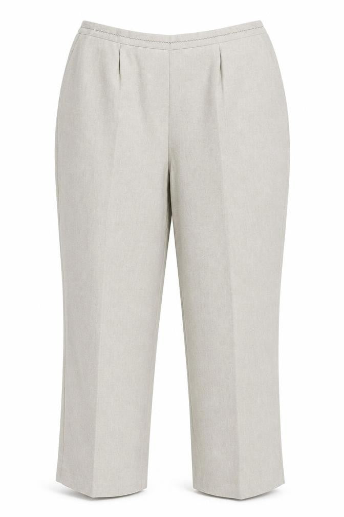 Front view of Le Bon Marché women’s beige trousers, size UK 20, 25-inch leg