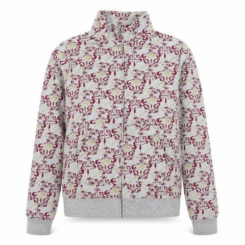 Reverse Womens Grey Geometric Jersey Full Zip Sweatshirt Size M
