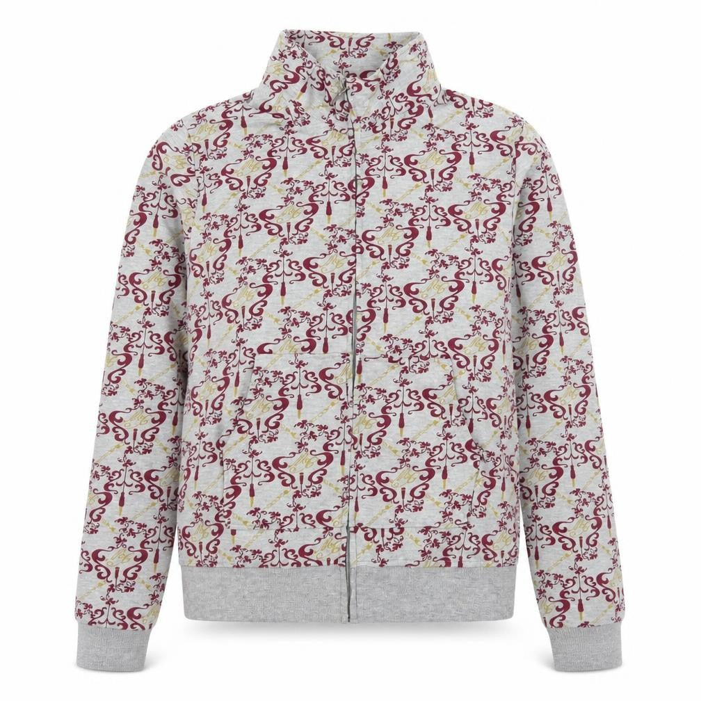 Reverse Womens Grey Geometric Jersey Full Zip Sweatshirt Size M