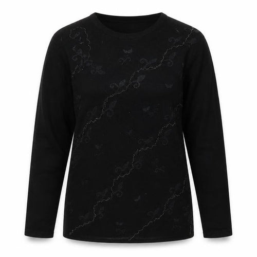 Jan Eva Womens Black  Knit Pullover Jumper Size M