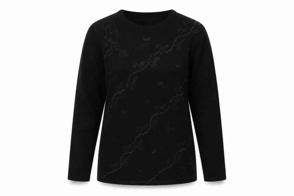 Jan Eva Womens Black  Knit Pullover Jumper Size M