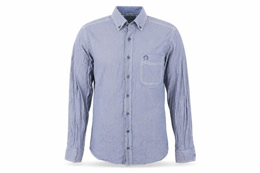 Front view of Claudio Campione men’s blue button-up, size M
