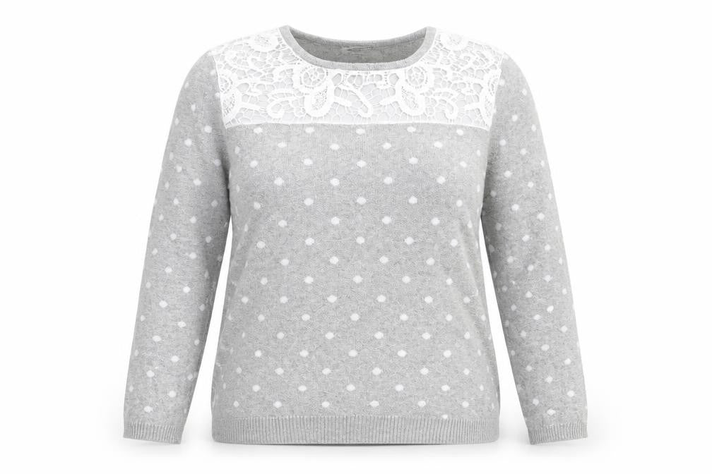 Damart Womens Grey Polka Dot  Pullover Jumper Size 14