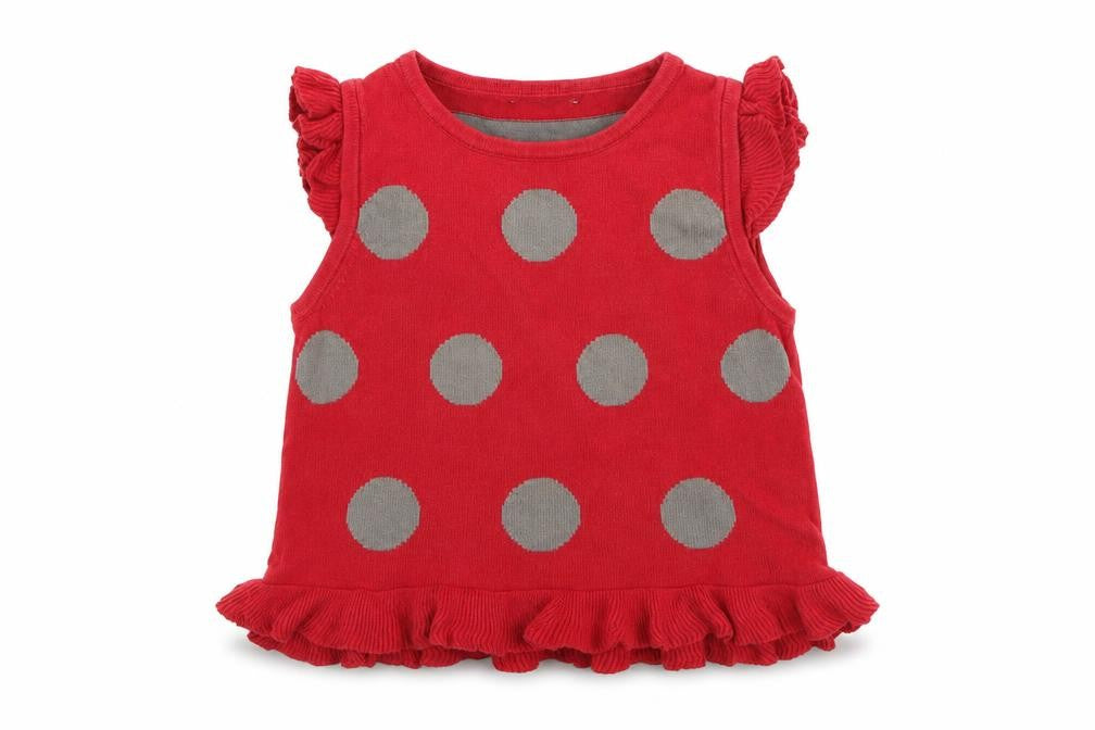 Front view of Next girls’ red polka dot basic t-shirt, size 2-3, years