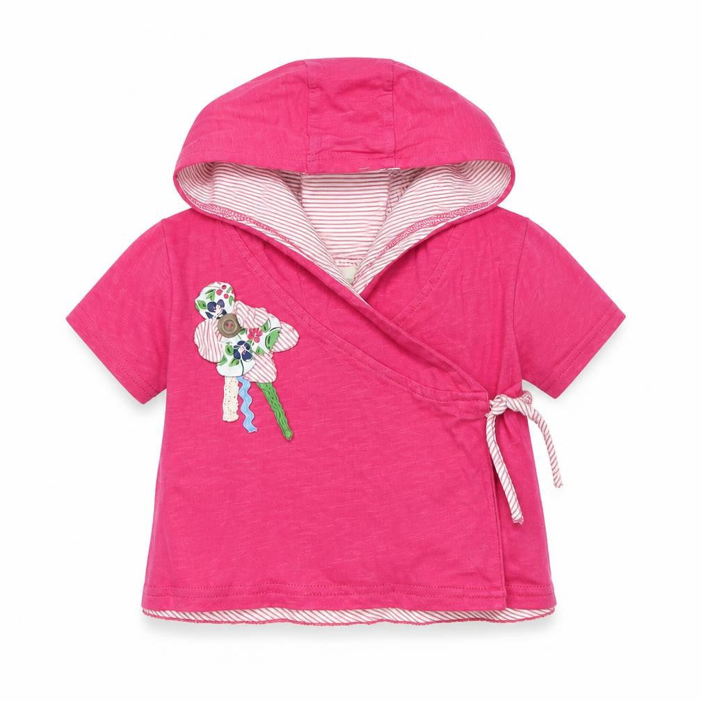 Front view of Next girls’ pink wrap hoodie, size 2-3, years