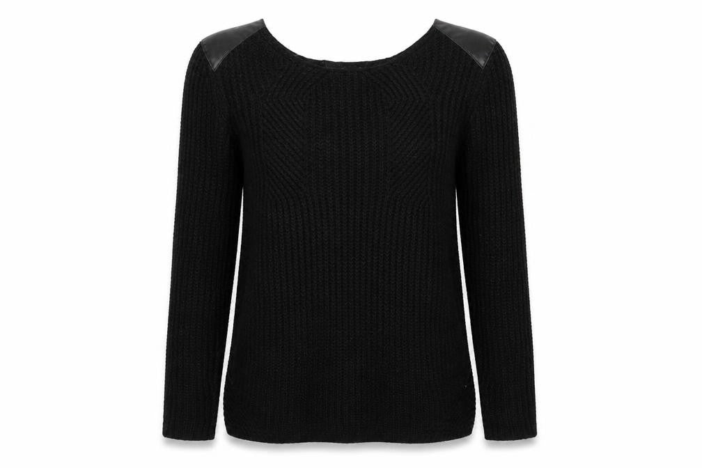 Front view of Atmosphere women’s black knit jumper, size UK 12