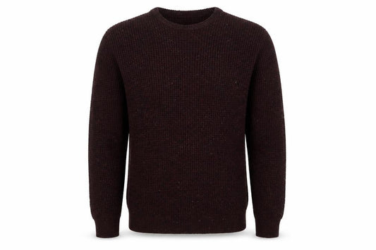 Front view of Cedarwood State men’s red knit jumper, size M