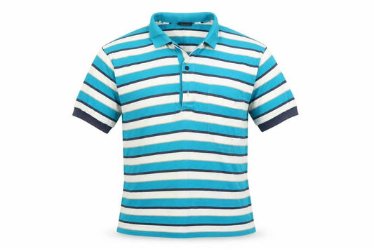 Front view of BLANCARD men’s multicoloured striped polo, size M