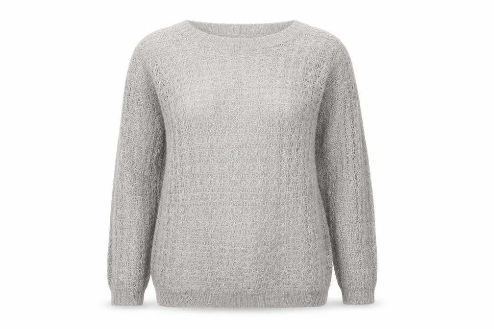 Front view of Atmosphere women’s grey knit jumper, size UK 10