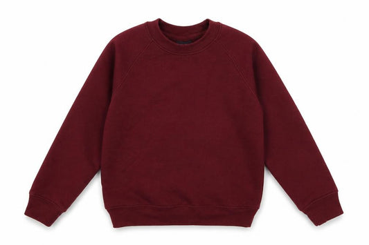 Front view of LISTERS boys’ brown jersey pullover sweatshirt, size 5-6, years - burgundy school wear