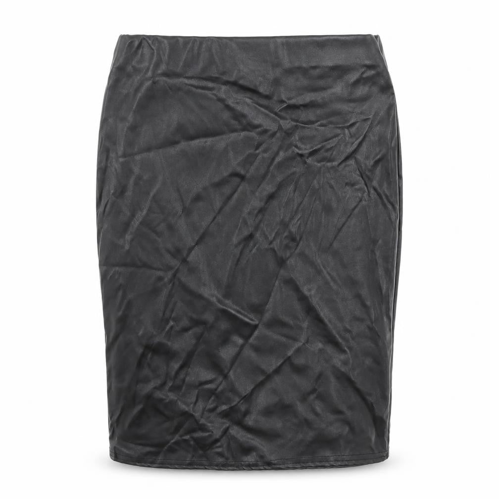 Front view of PRETTYLITTLETHING women’s black straight & pencil skirt, size UK 6