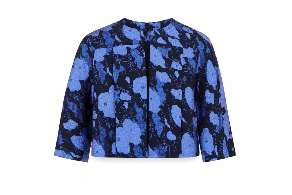 La Redoute Womens Blue Floral  Overcoat Coat Size 8