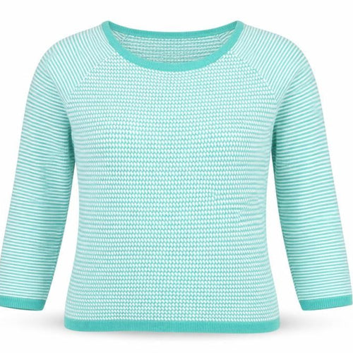 Marks and Spencer Womens Green Striped Knit Pullover Jumper Size 12