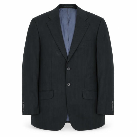 Front view of George men’s blue striped jacket suit jacket, size S