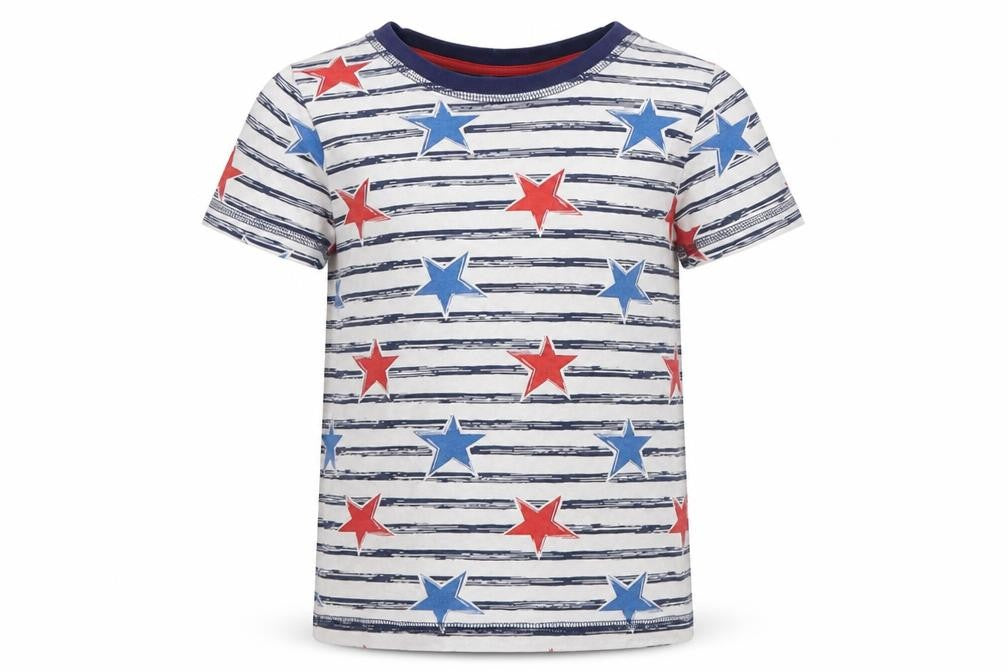 TU Girls White Striped  Basic T-Shirt Size 5-6 Years