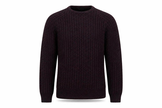 Front view of Cedarwood State men’s red knit jumper, size M