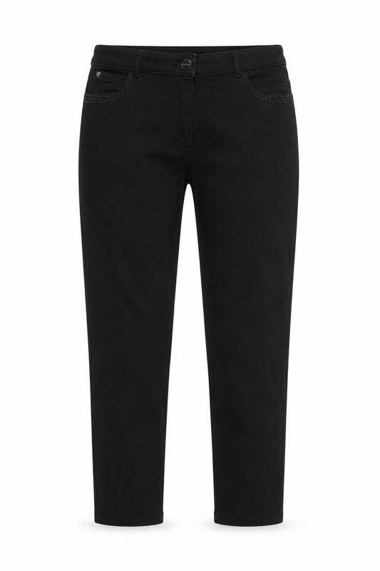 Front view of Per Una women’s black denim skinny jeans, size UK 36, in, 29-inch leg