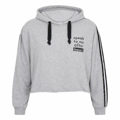 Love Island Womens Grey Striped  Pullover Hoodie Size 12
