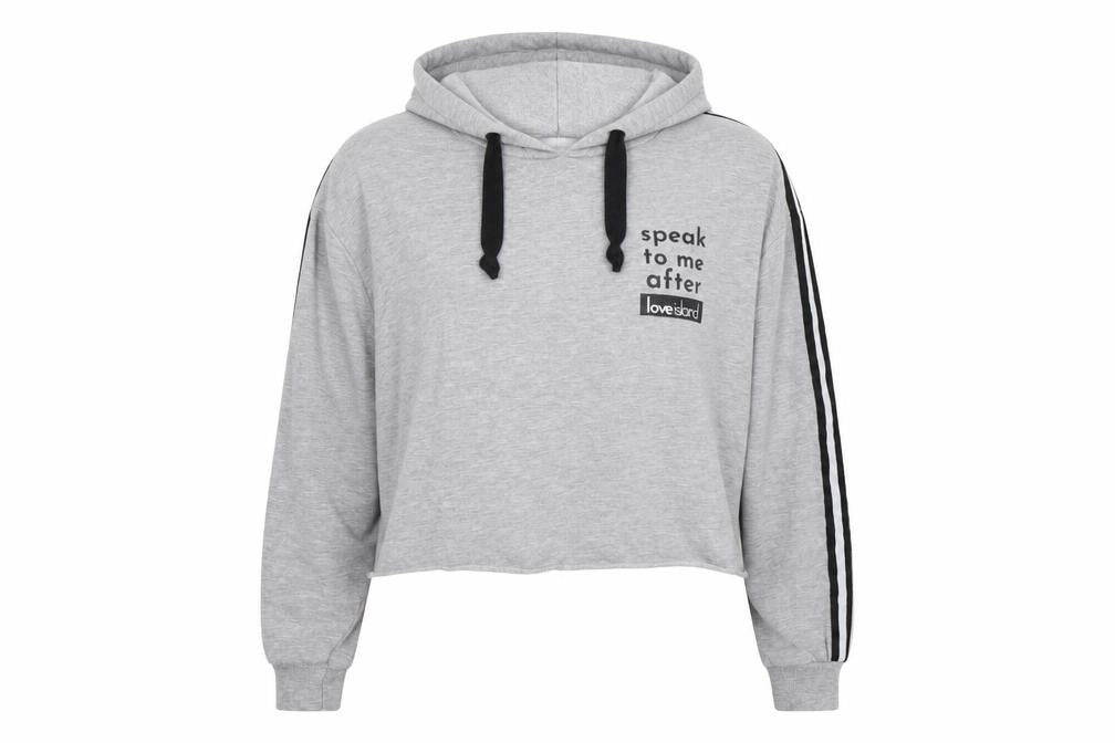 Love Island Womens Grey Striped  Pullover Hoodie Size 12