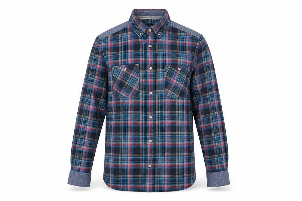F&F Mens Blue Check   Button-Up Size S