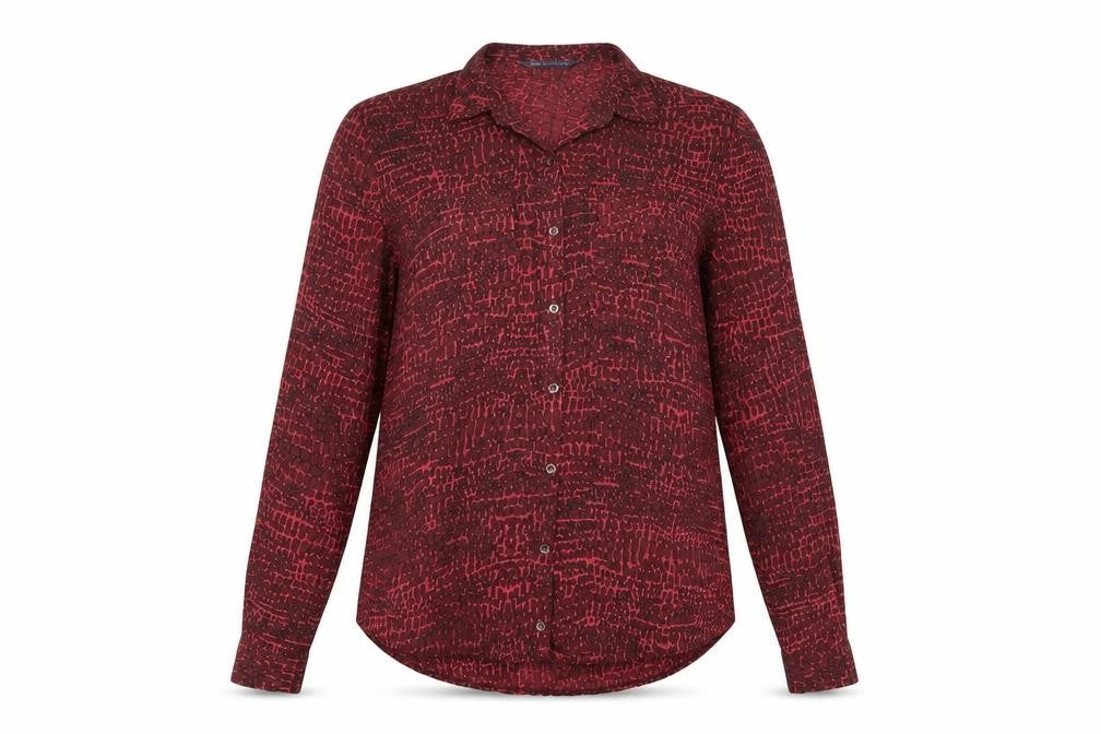 Garfield & Marks Womens Red Animal Print  Basic Blouse Size 8
