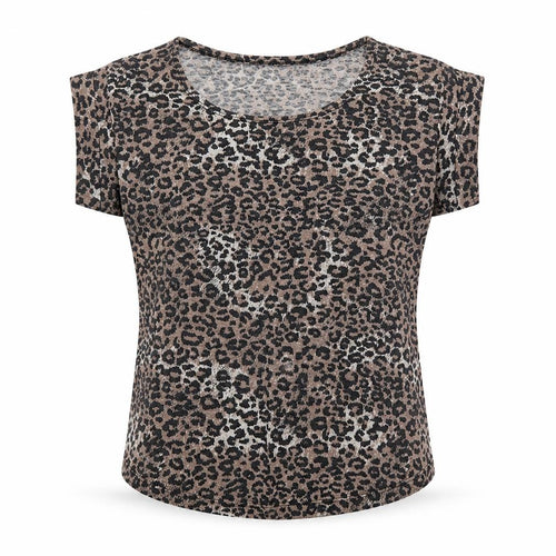 New Look Womens Beige Animal Print  Basic T-Shirt Size 8
