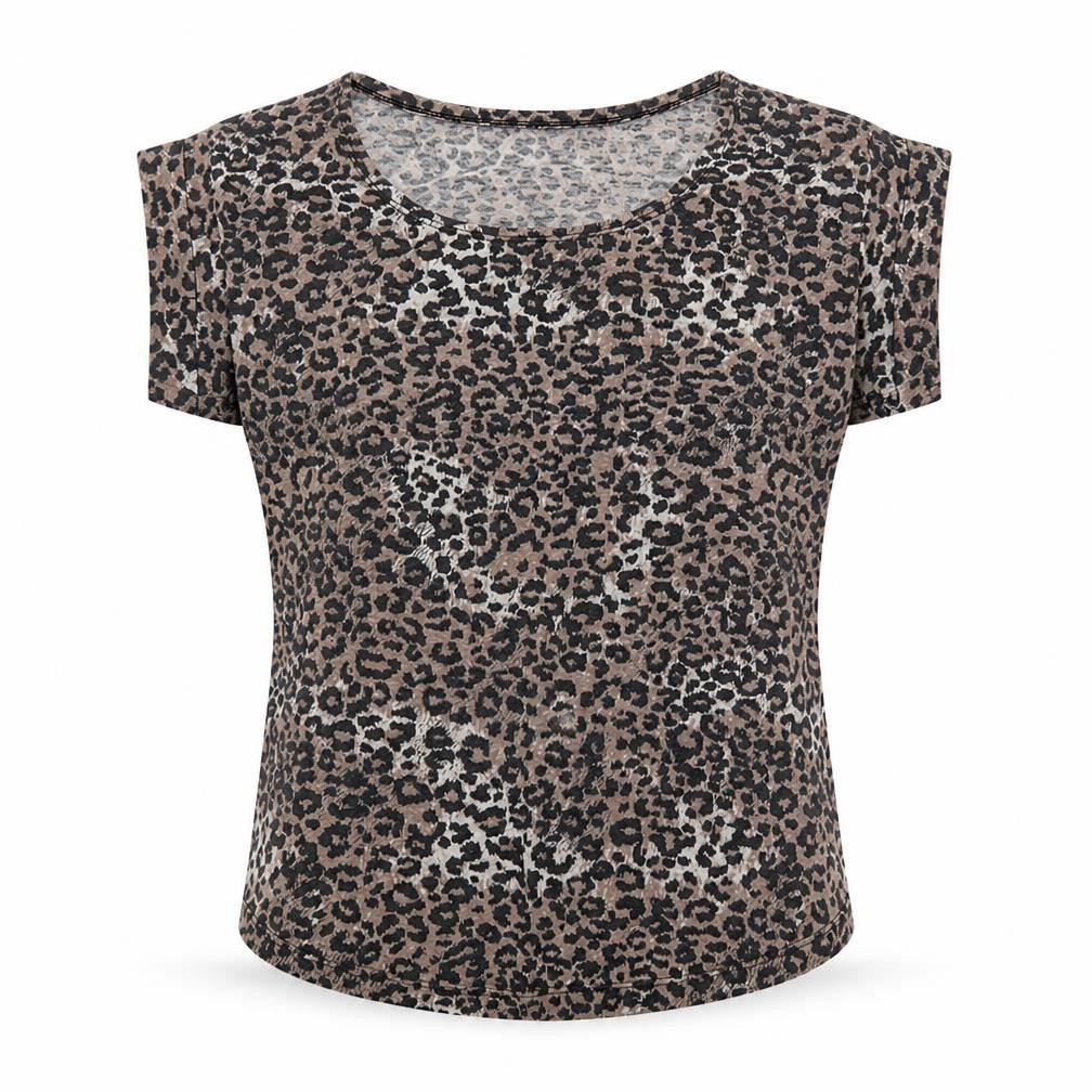 New Look Womens Beige Animal Print  Basic T-Shirt Size 8