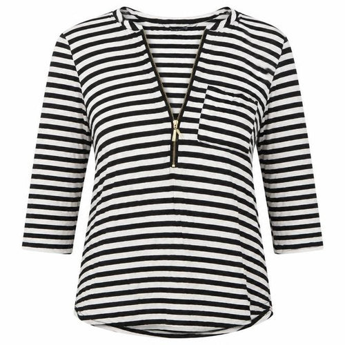 Bonmarché Womens Black Striped  Basic T-Shirt Size 10