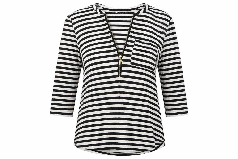 Bonmarché Womens Black Striped  Basic T-Shirt Size 10