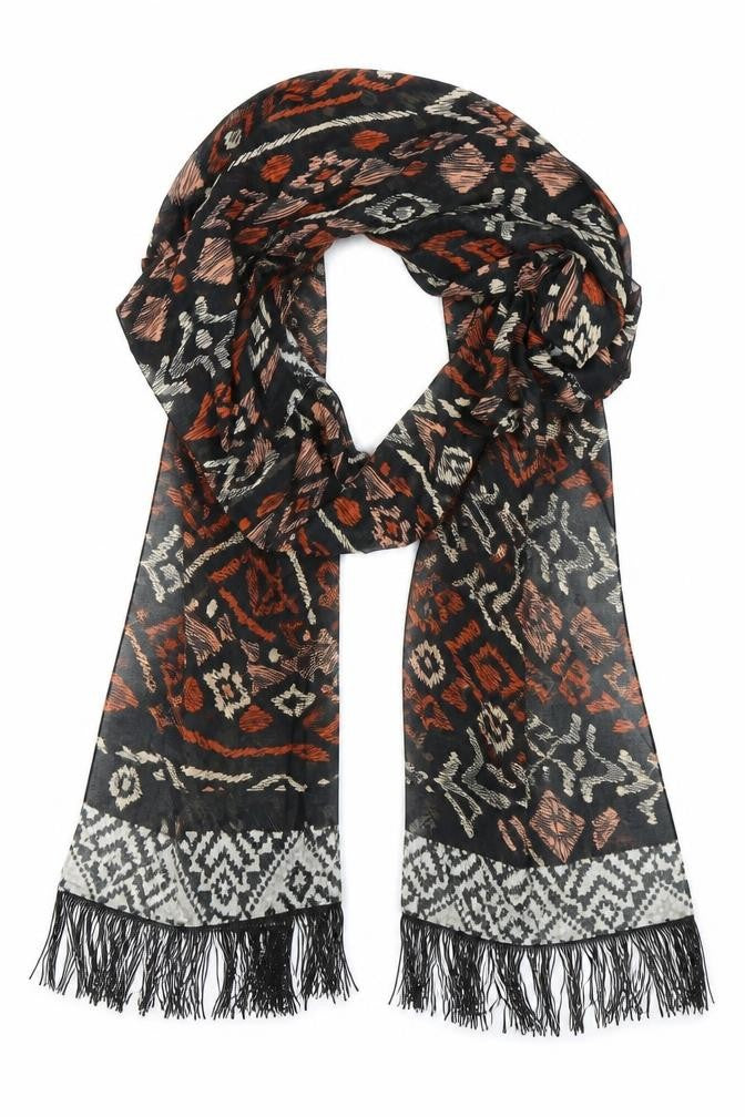 Preworn Womens Black Geometric   Shawl/Wrap