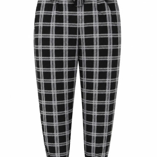 PRETTYLITTLETHING Womens Black Check  Cropped Trousers Size 6 L20 in