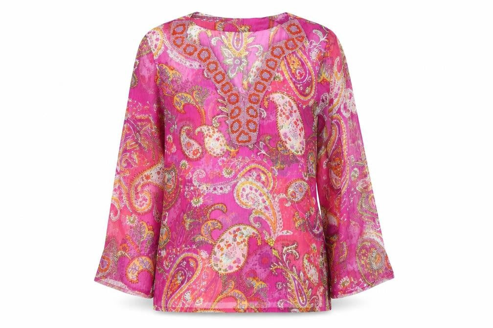 kanizhka Womens Pink Floral  Basic Blouse Size L