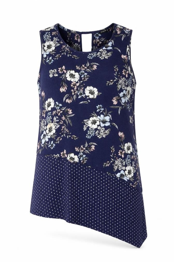 Roman Womens Blue Polka Dot  Basic T-Shirt Size 12